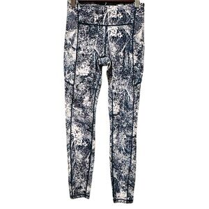 lululemon athletica White and Navy Abstract Print Wunder Under Leggings